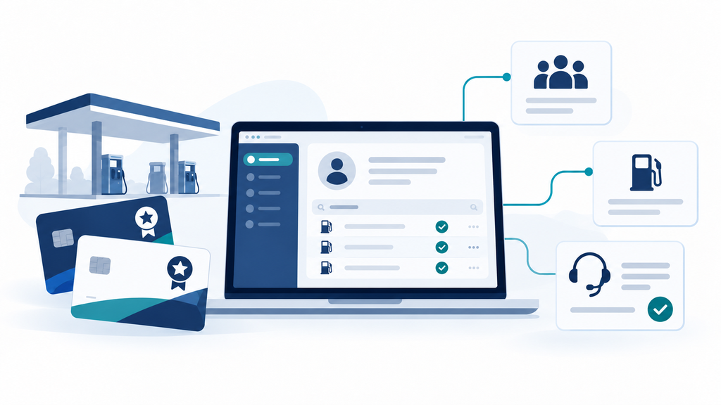 Graphic illustrating the Customer Card Shop and Administration
